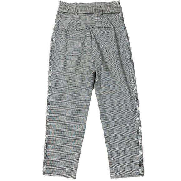 Walter Baker Plaid High Waist Paper Bag Wide Leg Crop Pants Belted 6 Academia - Picture 2 of 7
